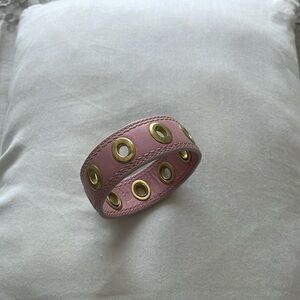 Coach pink leather cuff bangle